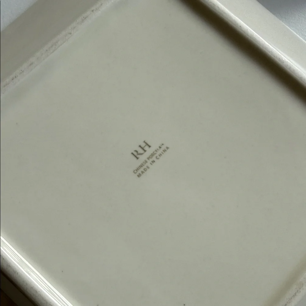 Restoration Hardware Cream Square Dinner Plates Set of 3
